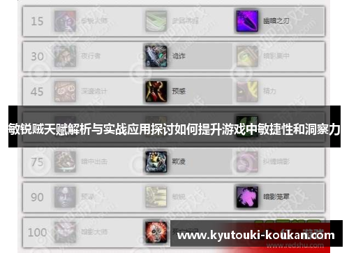 敏锐贼天赋解析与实战应用探讨如何提升游戏中敏捷性和洞察力